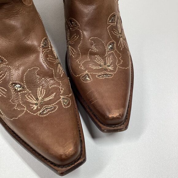 Shyanne Brown Embroidered Heeled Boots - Picture 15 of 16